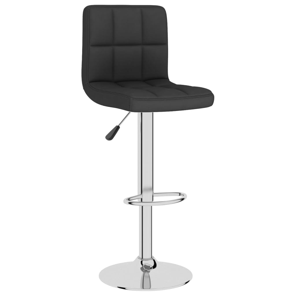Taburete de bar de tela negra con reposapiés y muelle de gas, altura regulable, giratorio, estructura de acero cromado para cocina, comedor, bar, bar, sala de fiestas