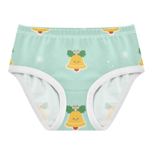 Girls' Brief Panties Breathable Underwear for Young Girls Christmas Bells Pattern