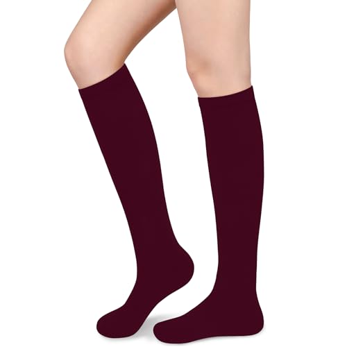 Olreco Burgundy Socks Women Maroon Knee High Socks Woman Maroon Sock Wine Sock Burgundy Accessories for Women Red Stockings