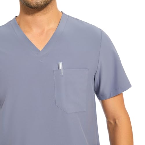 image for COZYFIT Men Scrubs Set — Stretch V-Neck Scrub Top & Jogger Pant with