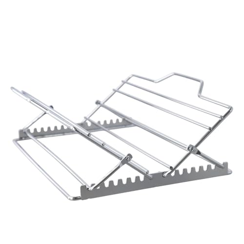 MoSundi Grille à rôtir réglable pour dinde pour camping, pique-nique, barbecue, rôtissoire pliable en acier inoxydable, compatible avec les côtes de poulet, poisson, argent