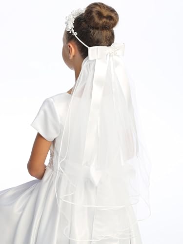 Pink Princess Holy First Communion Veil for Girls 7-16 - Velos para Primera Comunion - White veil for kids - 1st Communion Veils for Girls2