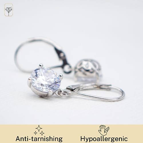 Sterling Silver Cubic Zirconia Dangle Earrings for Women | Silver Leverback Cubic Zirconia Dangle Earring | 2-4 CT.TW CZ Drop Earrings by MAX + STONE3