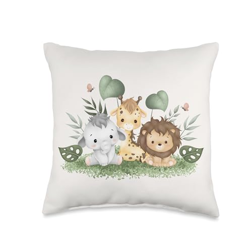 Nursery Safari Jungle Decorative Lion Giraffe Elephant Baby Throw Pillow