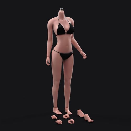 RoofWorld 1:6 Scale Female Body Large Chest Female Seamless Body Copper Suntan with Steel Skeleton 12'' Flexible Action Figure with Removable Feet