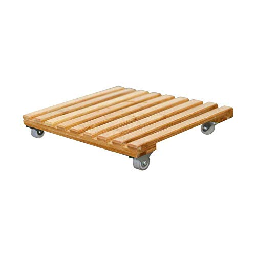 BuffyIn Heavy Duty Wooden Plant Caddy with Roller Wood Plant Pot Base Movable Plant Pot Trolley with 4 Wheels Garden Pot Mover