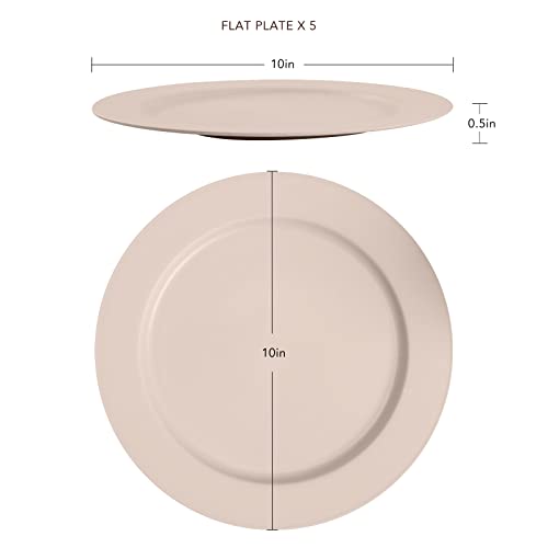 Greenandlife 10Inch/5Pcs Dishwasher & Microwave Safe Wheat Straw Plates - Lightweight Reusable Unbreakable Dinner Plates, Non-Toxin, Bpa Free For Kids Children Toddler & Adult (Beige) #TOP1