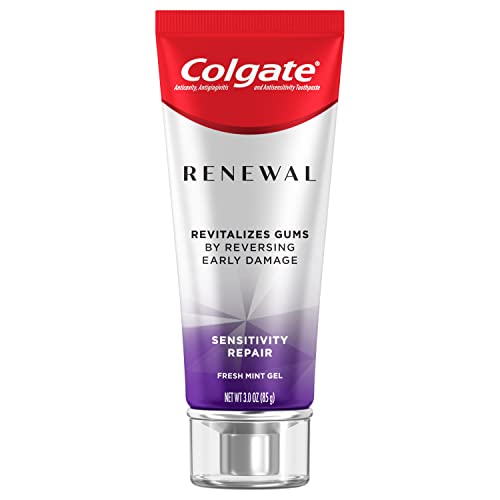 Colgate Renewal Gum Toothpaste Gel, Sensitive Toothpaste For Gingivitis And Improved Gum Health, Mint Gel, Sugar Free, Enamel Safe, Gluten Free, Vegan, 2 Pack, 3 Oz Tubes #TOP1