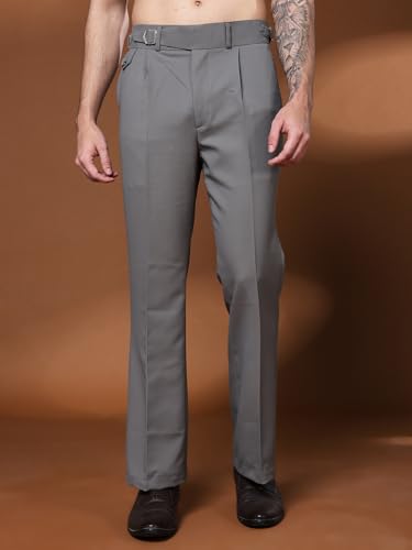 Image of Gurkha Pants for Men | Trouser for Men | Formal Pant | Single Buckle | Bell Bottom Trouser High Waist Pleated Casual Trousers | Flared Bottom Leg Pants for Office Smart Casual Travel Party