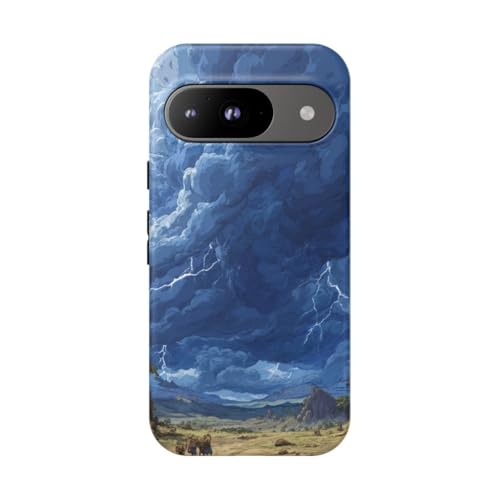 Coque Google Pixel 9 Stormy Sky bleue en finition rigide mate