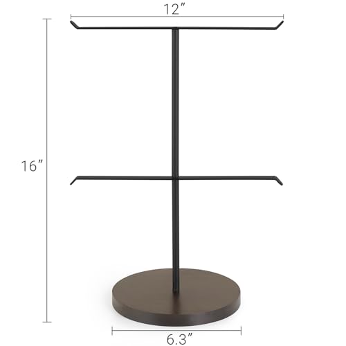 Image of Mkono Medal Hanger Display, Metal Medal Holder, Race Award Medals Display Stand for Running, Sports, Marathon, Wrestling, Taekwondo, Wood and Iron Material, 12x16 Inches (Black and walnut)