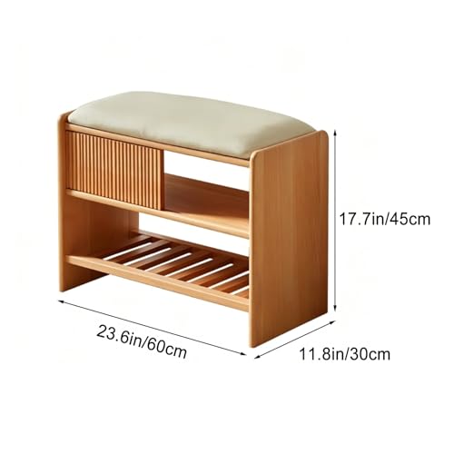 Zapatero de madera maciza noble con puertas correderas de alta durabilidad para muebles del hogar 4