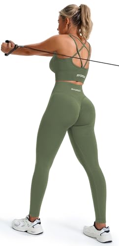 JOYSPELS Seamless Gym Leggings for Women - High Waisted Ruched Scrunch Bums Lifting Activewear Leggings Workout Running Sports Womens Yoga Pants - Image 6