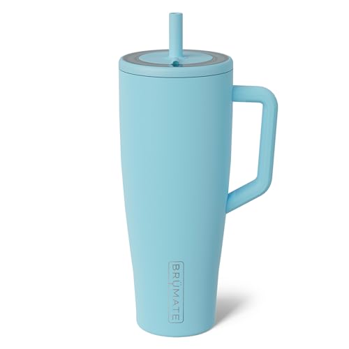 Image of BruMate Era 40 oz Tumbler with Handle and Straw | 100% Leakproof Insulated Water Bottle Tumbler with Lid and Flexible SoftSip Straw | Made of Stainless Steel | Cup Holder Friendly | 40oz (Glacier)
