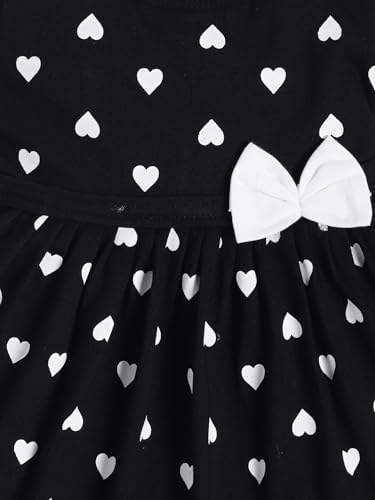 Image of Babeezworld Cotton Baby Girl Dress - Knee Length fit and Flare Dress Frock jhabla (Black; 1-2 Years)