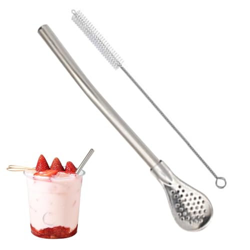 Cuchara De Paja Filtrante, Colador Agitador Cuchara Filtrada Pajita Pajitas De Filtro Para Beber, Bombilla Multifuncional De Acero Inoxidable, Pajitas Para Beber, Cuchara Segura Para Café, Sopa De Té