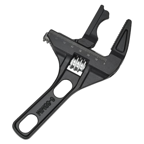 BJSSBJH Adjustable Wrench, Large Opening Spanner Wrench 6-68mm Aluminum Alloy Plumbing Wrench for Tight Space Repair Tool for Kitchen Bathroom Pipes Nuts Bolts (Black)