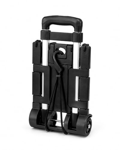 Image of BonKaso 35kg Folding Hand Truck with Telescopic Fiber Rod | 2-Wheel Collapsible Trolley with Expandable Chassis | Lightweight Foldable Luggage Cart for Travel Office Home Use (Silver)