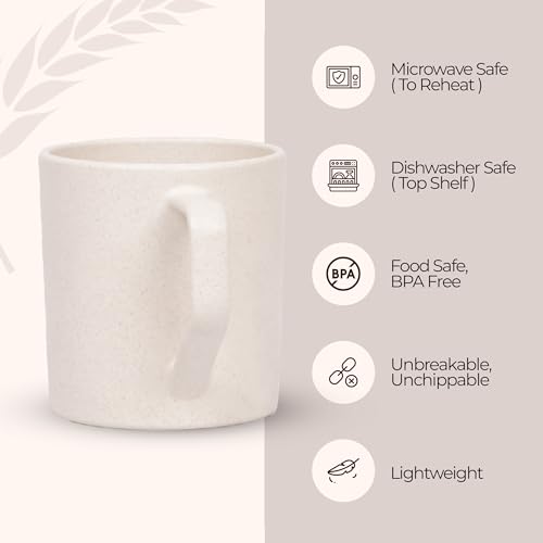 Image of Coffee Mug Set of 6 Made with Rice Husk & Bio Composite Material | TurtleBrew Travel Mug | Microwave & Dishwasher Safe | 200ml | Off-White