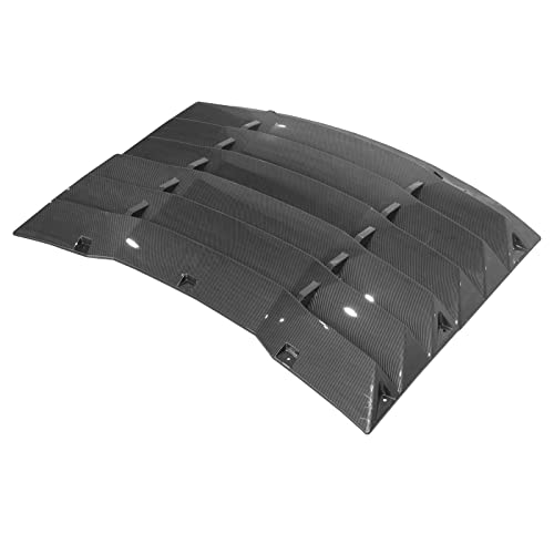 Ikon Motorsports, Rear Window Louver Compatible With 2011-2023 Dodge Charger, Carbon Fiber Print Abs Plastic Ikon Style 2Pc Rear Windshield Cover Sun Shade Vent, 2012 2013 2014 2015 2016 2017 2018 #TOP3