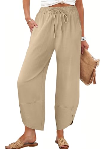 Caracilia Womens Wide Leg Pants Barrel Palazzo Casual Flowy Beach