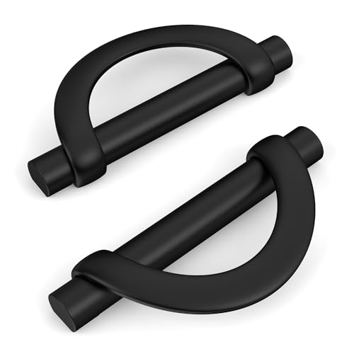 Amerdeco 10 Pack Matte Black Cabinet Pulls 1.26 Inch(32MM) Hole Centers Kitchen Cabinet Handles Hardware Kitchen Handles for Cabinets Cupboard Handles Drawer Pulls