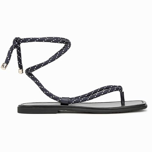 Image of Rope Flat Sandals for Women Strappy Open Toe Thong Sandals Summer Slingback Slip On Slide Sandals with Adjustable Strap