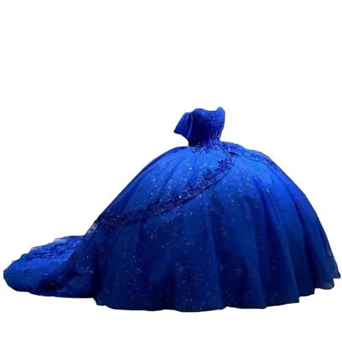 Glittery Tulle Sequins Appliques Quinceanera Dresses Long Train Ball Gowns Off Shoulder Long 2025