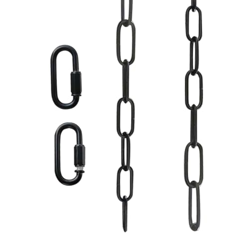Zucosue 3 Feet Industrial Light Fixture Chain,Metal Pendant Chandelier Chain,Heavy Duty Lighting Hanging Chain for Kitchen Island Dining Room(Black)