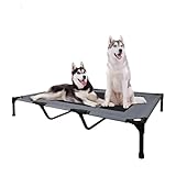 FIOCCO Elevated Dog Bed - Heavy Duty Dog Cot, Washable Raised Pet Bed with Chew Proof Mesh and Metal Frame, Portable Pet Bed for Outdoor Use, Dogs Cot Beds for X-Large Dogs, Grey/Black Mesh