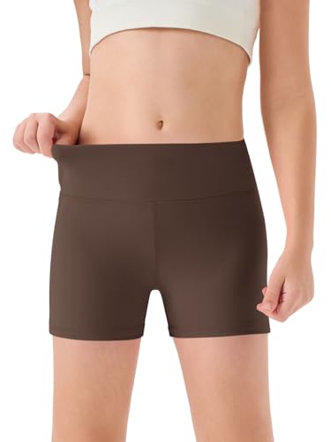 Image of Haloumoning Girls Athletic Shorts Kids High Waisted Yoga Dance Biker Shorts Comfy Gymnastics Shorts 5-14Y