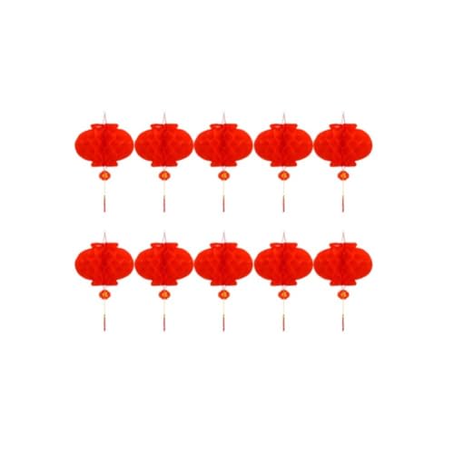 Vibsky 10 faroles de papel rojo para Año Nuevo chino, decoraciones plegables impermeables para festivales, bodas, fiestas