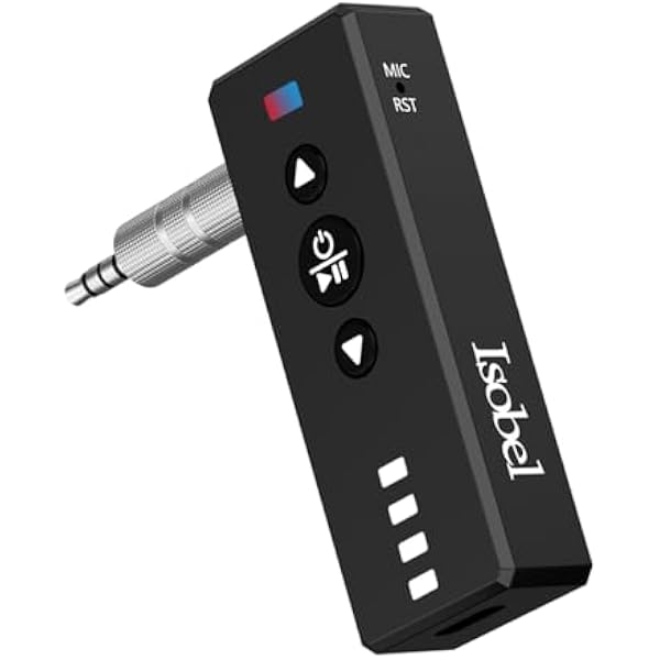 Isobel Odbiornik Bluetooth 5.4, 3 w 1, przenośny, bezprzewodowy adapter audio Bluetooth do każdego gniazda AUX 3,5 mm, do TV, PC, samochodu, łodzi, domowej siłowni stereo z mikrofonem, karty TF Fast