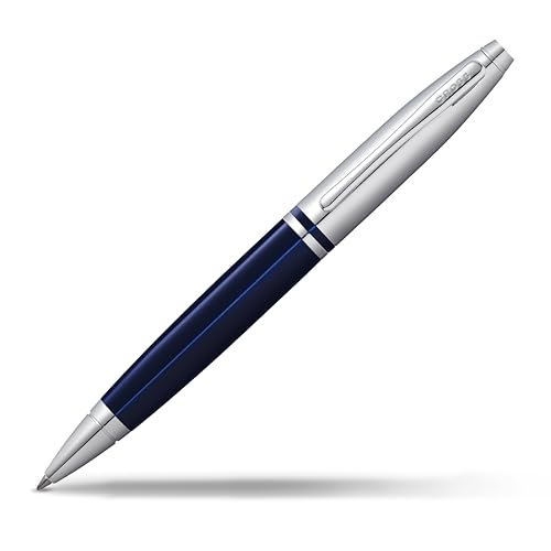 Cross Calais Refillable Ballpoint Pen, Medium Ballpen, Includes Premium Gift Box - Chrome/Blue