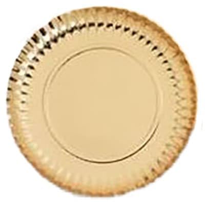 100 Platos de Cartón Redondos Dorados, Ø25cm, Platos Reciclables, De Papel, Eventos y Fiestas, Postres, Tartas, Pastelería.