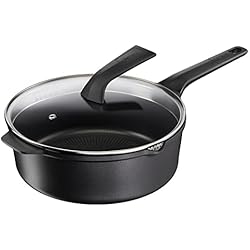Sartenes Tefal Baratas Tefal E24933 Robusto - Sartén de aluminio fundido (26 cm, con tapa, fácil limpieza, sellado antiadherente, indicador de temperatura de señal térmica, apta para lavavajillas, inducción, color negro