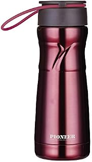 Pioneer STD450S Vacuum Insulated Stainless Steel Double Walled Drink Pod Flask with Rubber Handle and Strainer Hot and Cold for up to 8 Hours 100% Leak Proof 0.45 L Slate