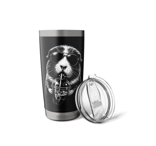 Cochon d'Inde amusant buvant du café glacé Gobelet isotherme en acier inoxydable double paroi – vue 5