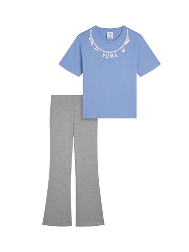 Image of PUMA Girls' Short Sleeve Tee & Legging Set, Logo Graphics, Crewneck