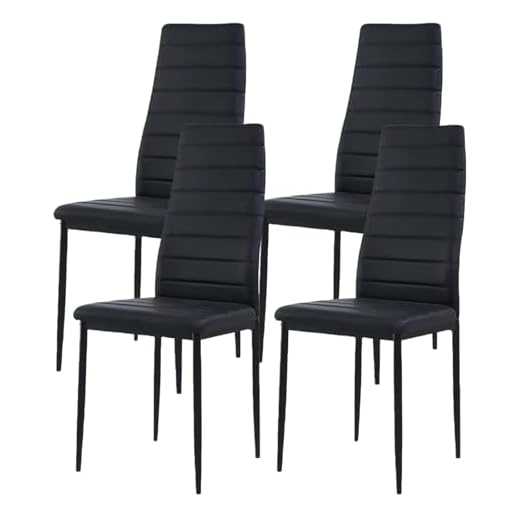 ZZINOKE Lot de 4 Chaises de Salle à Manger, avec Coussin, Testé SGS, Dossier Haut, Imperméable, Chaise de Cuisine, Chaise Salle a Manger, Noir