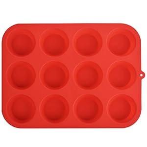 Zuvo Silicon Muffin Tray 12 Cups – Non Stick Baking Trays for Cupcakes & Brownies – (23x31cm) Red Baking Moulds for Muffin