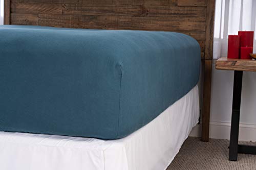 European Made Pure Linen Sheets Set (Flat, Fitted and 2 Pillowcases). 100% Fine Organic and Natural Flax (Queen, Midnight Blue)