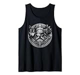 Walhalla Odin Totentiere Cuervo Lobo Runas Círculo Vikingo Camiseta sin Mangas