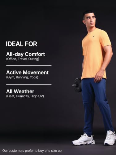 Image of TECHNOSPORT Men's Slim Fit Polyester Activewear Sports T-Shirt with Moisture-Wicking Comfort for Workout, Running & Gym