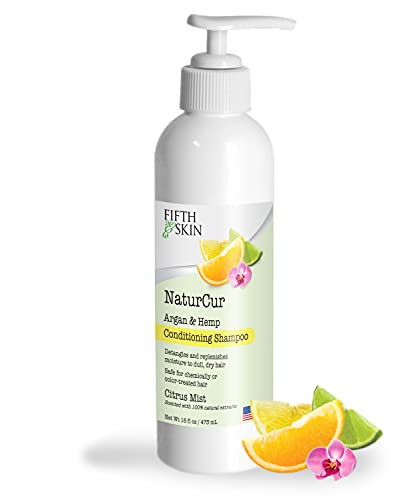 Fifth & Skin NaturCur (CITRUS MIST) Argan & Hemp Conditioning Shampoo - Sulfate FREE - Non Toxic - Natural - Vegan - Large 16 oz. bottle!