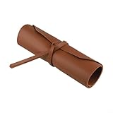Bolsa enrollable de cuero para herramientas manuales, bolsa organizadora de herramientas portátil de piel sintética con múltiples bolsillos, se adapta a llaves, cortadores, destornillador (marrón)