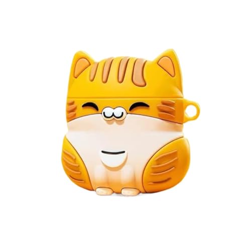 GULVQYF Funda protectora de silicona Kawaii con diseño de gato 3D para Airpods 4 (2024), funda protectora de silicona para auriculares de 4ª generación para niñas y niños (amarillo)