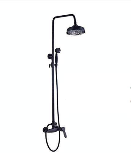 Colonne de douche pluie en laiton bronze noir avec douchette réglable en hauteur