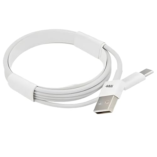 Image of 44 Watt Type C Cable Ultra Fast Charging Compatible with ViVo Smart Phone Devices (Only Cable) White 44W