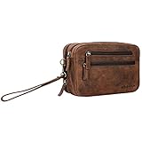 STILORD 'Nero' Handgelenktasche Herren Leder mit Doppelkammer Vintage Handtasche für 8,4 Zoll Tablets ideal für Reisen Festival Herrenhandtasche echtes Leder, Farbe:Sepia - braun